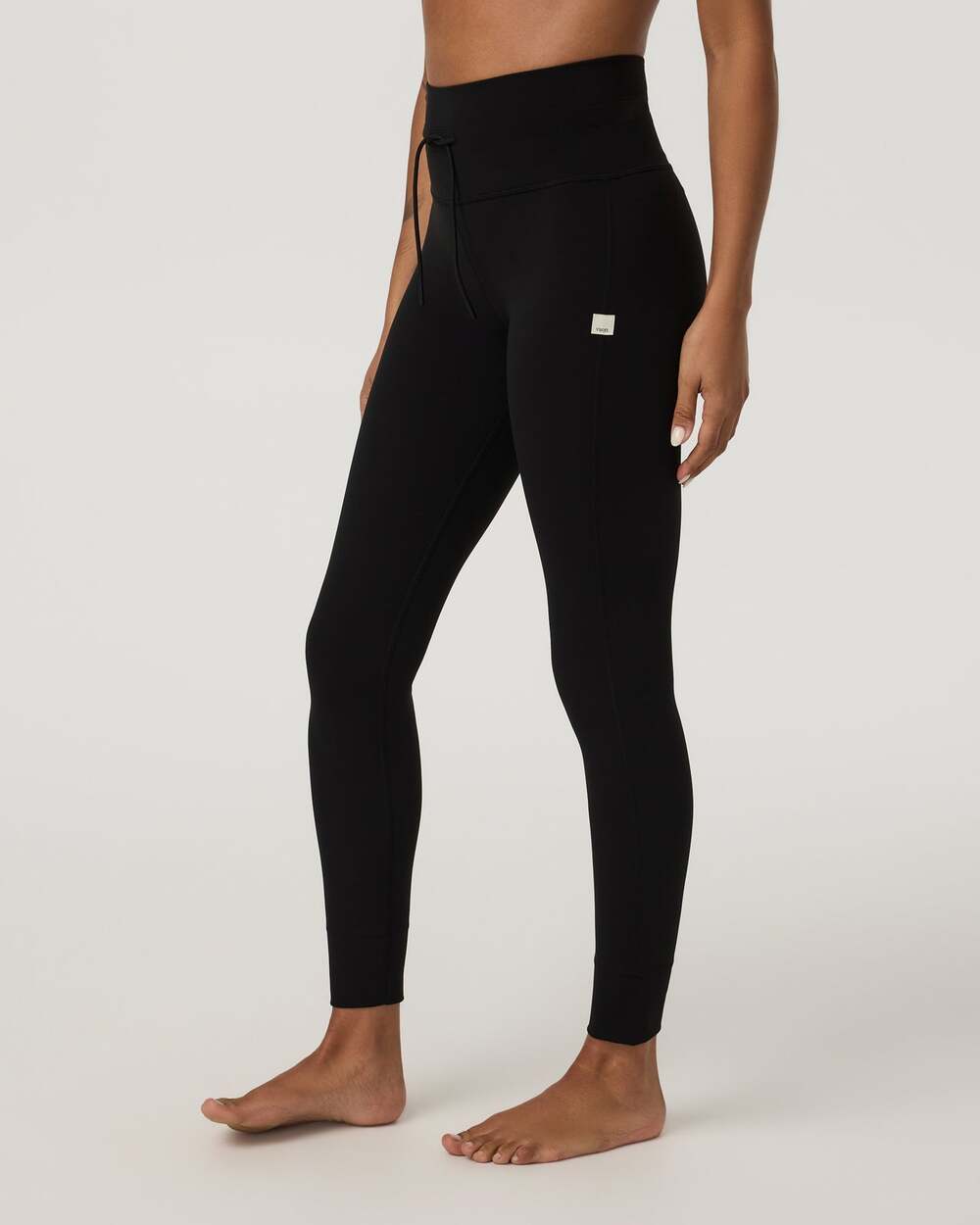 Vuori Women's Daily Legging Black High Rise 7/8 Drawstring Cuffed Leggings